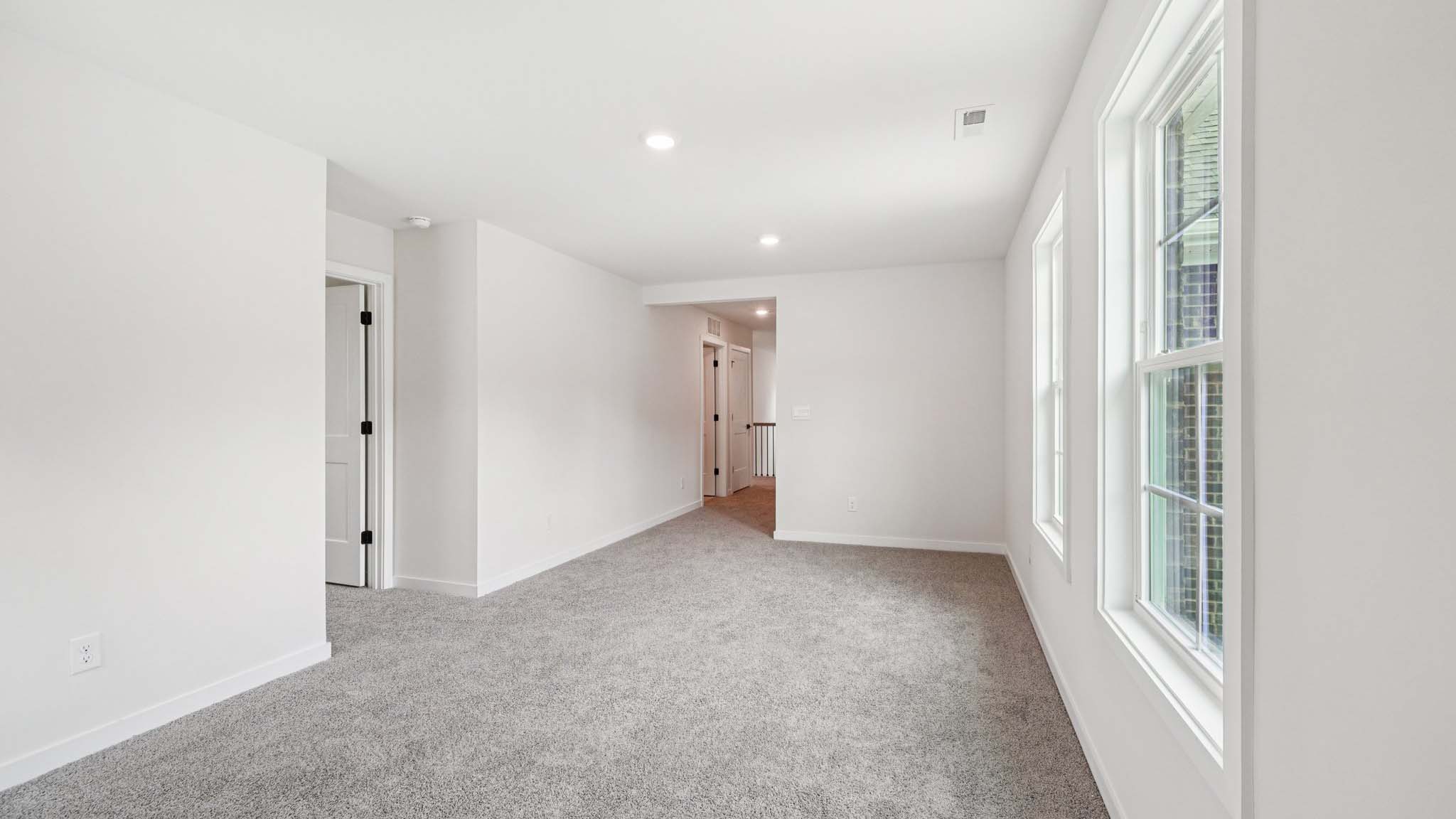 carpeted loft area