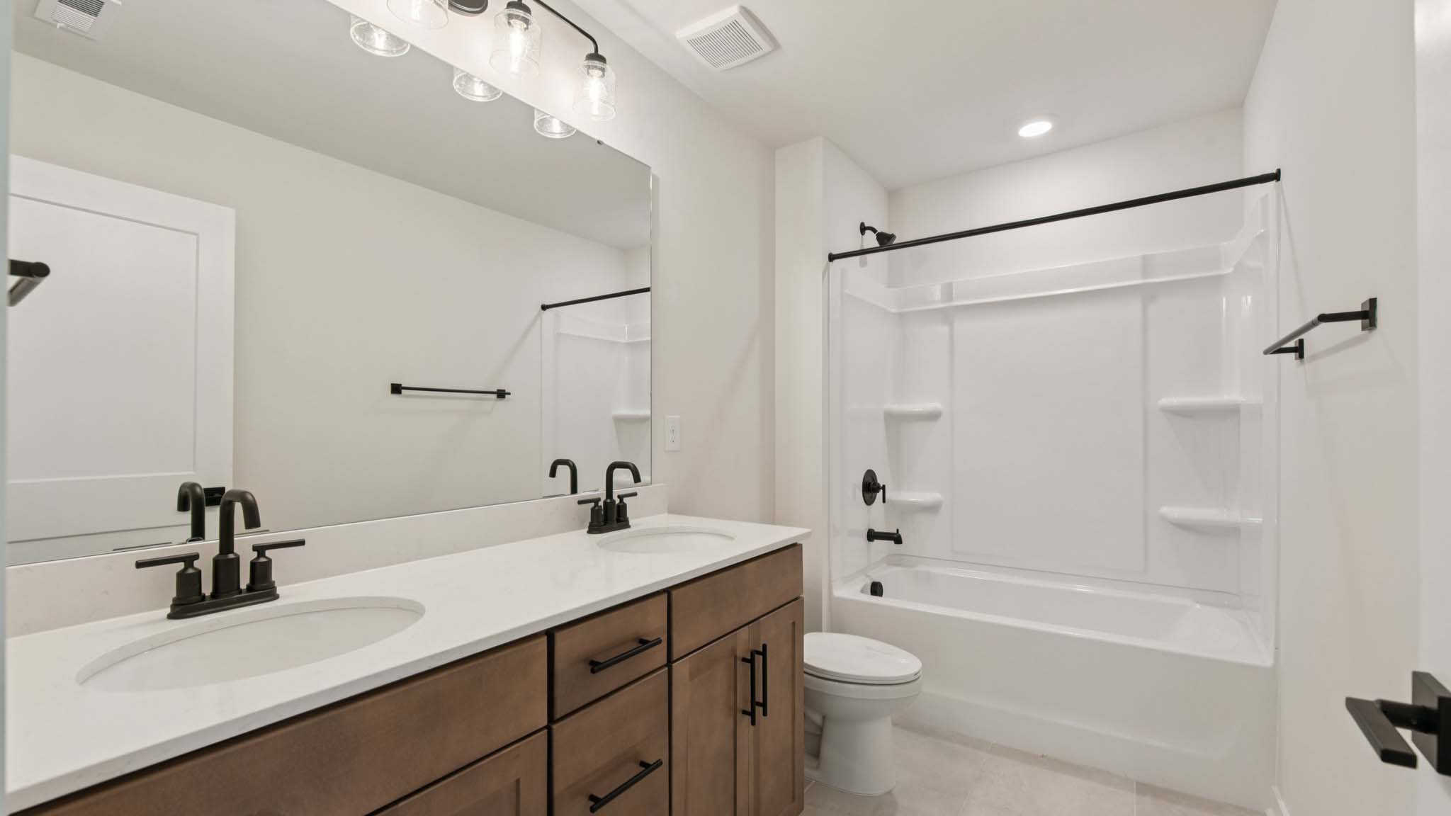 Bathroom with shower tub combination