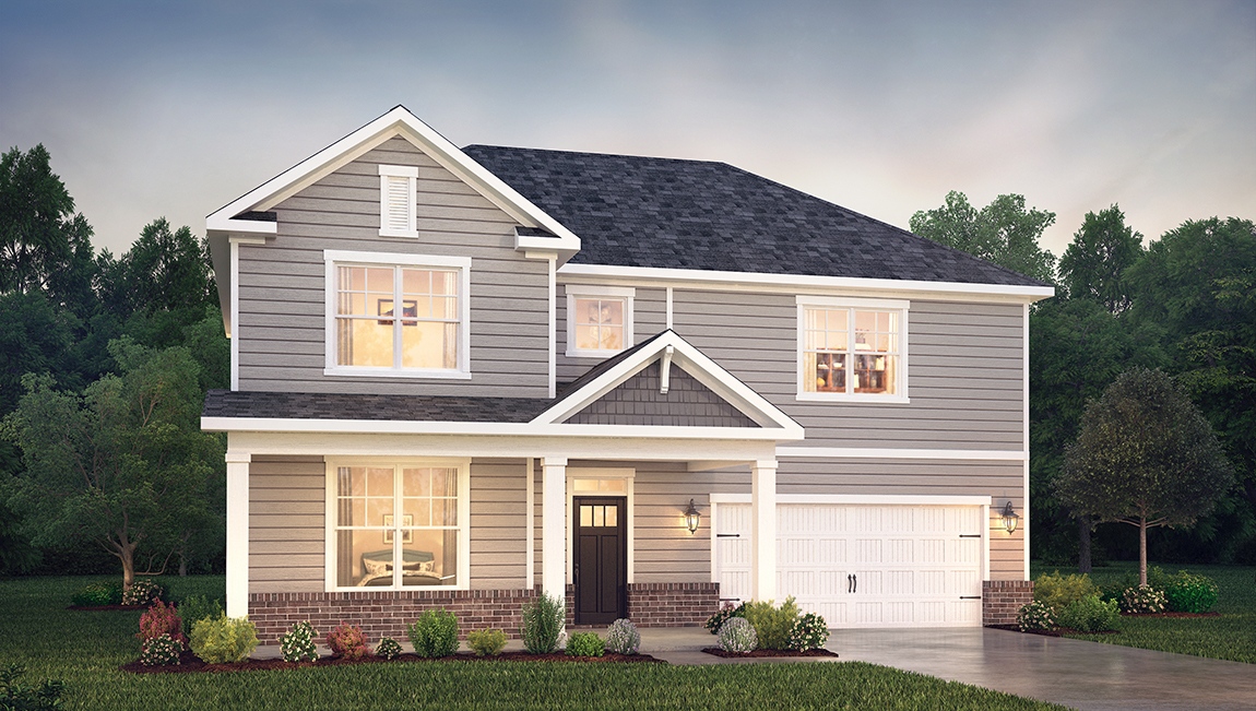 Hartwell front exterior with siding and two car garage