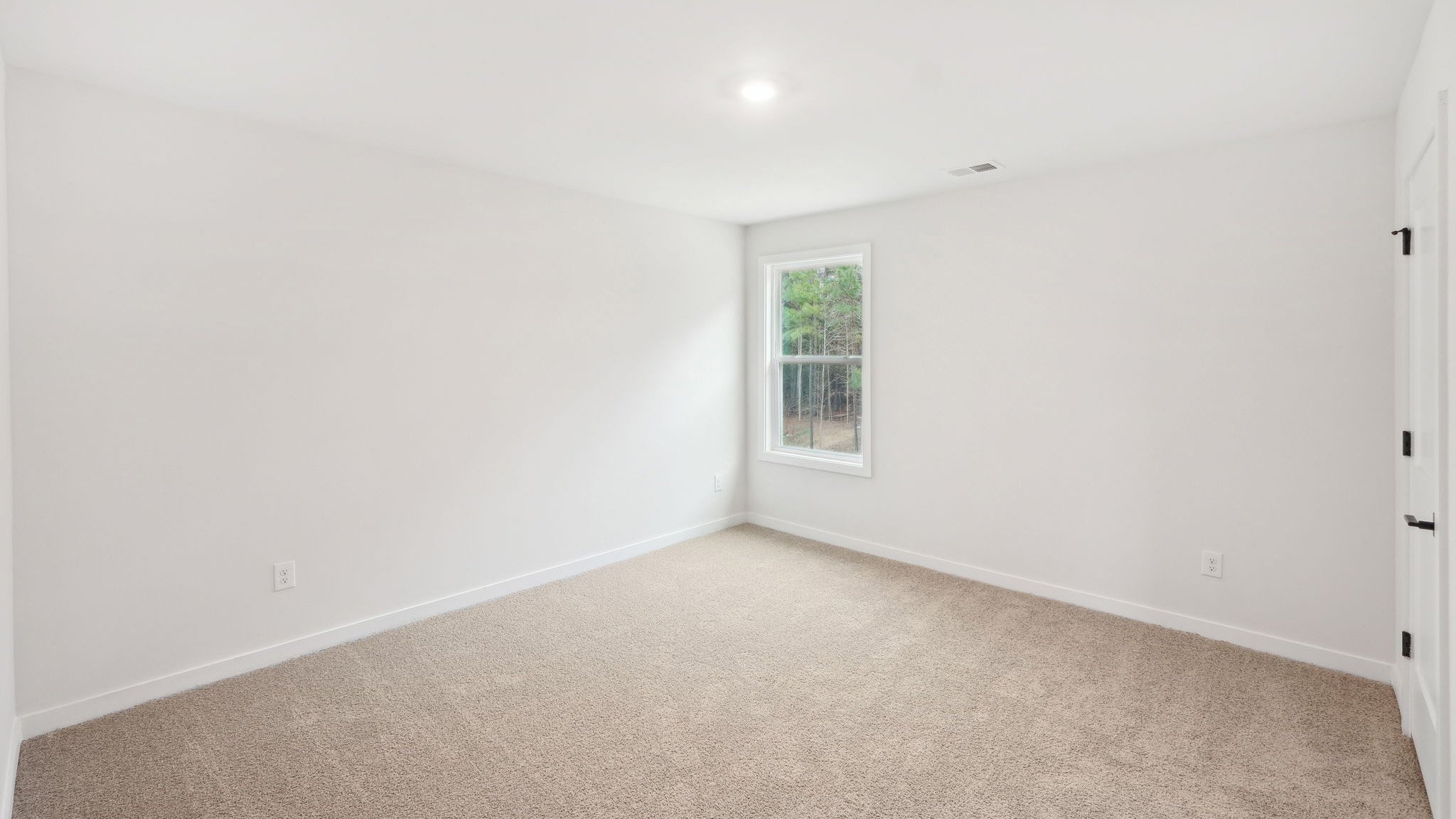 carpeted bedroom with large window