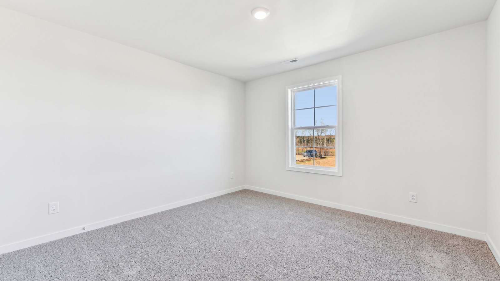 carpeted bedroom with large window