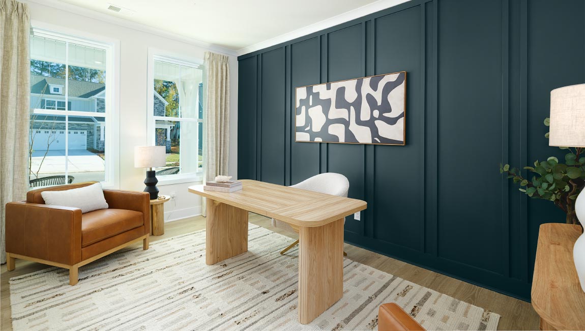 Office flex area with french doors