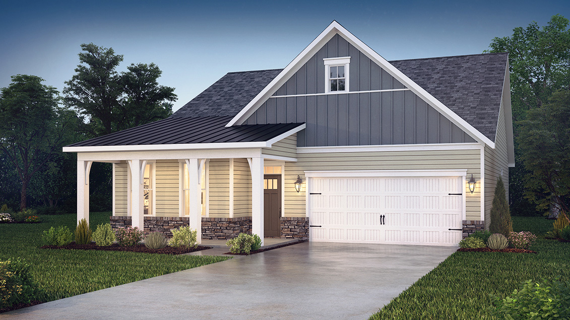 Cypress front exterior with two car garage