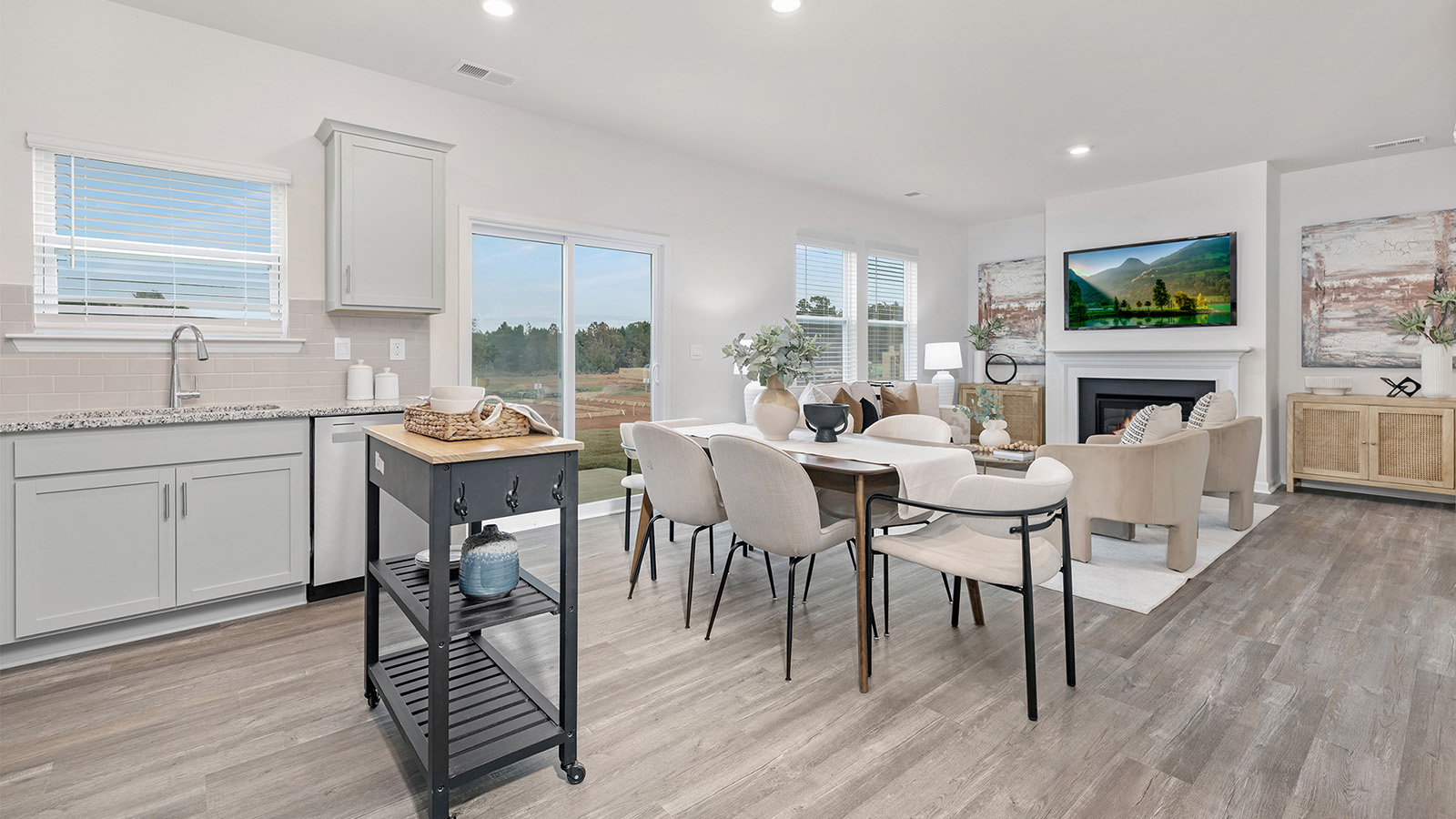 Living area next to kitchen