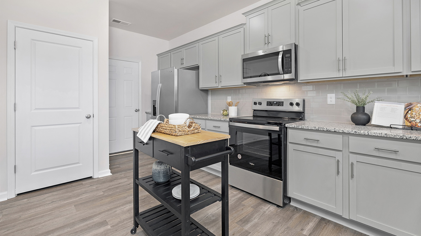 Kitchen with stainless steel appliances