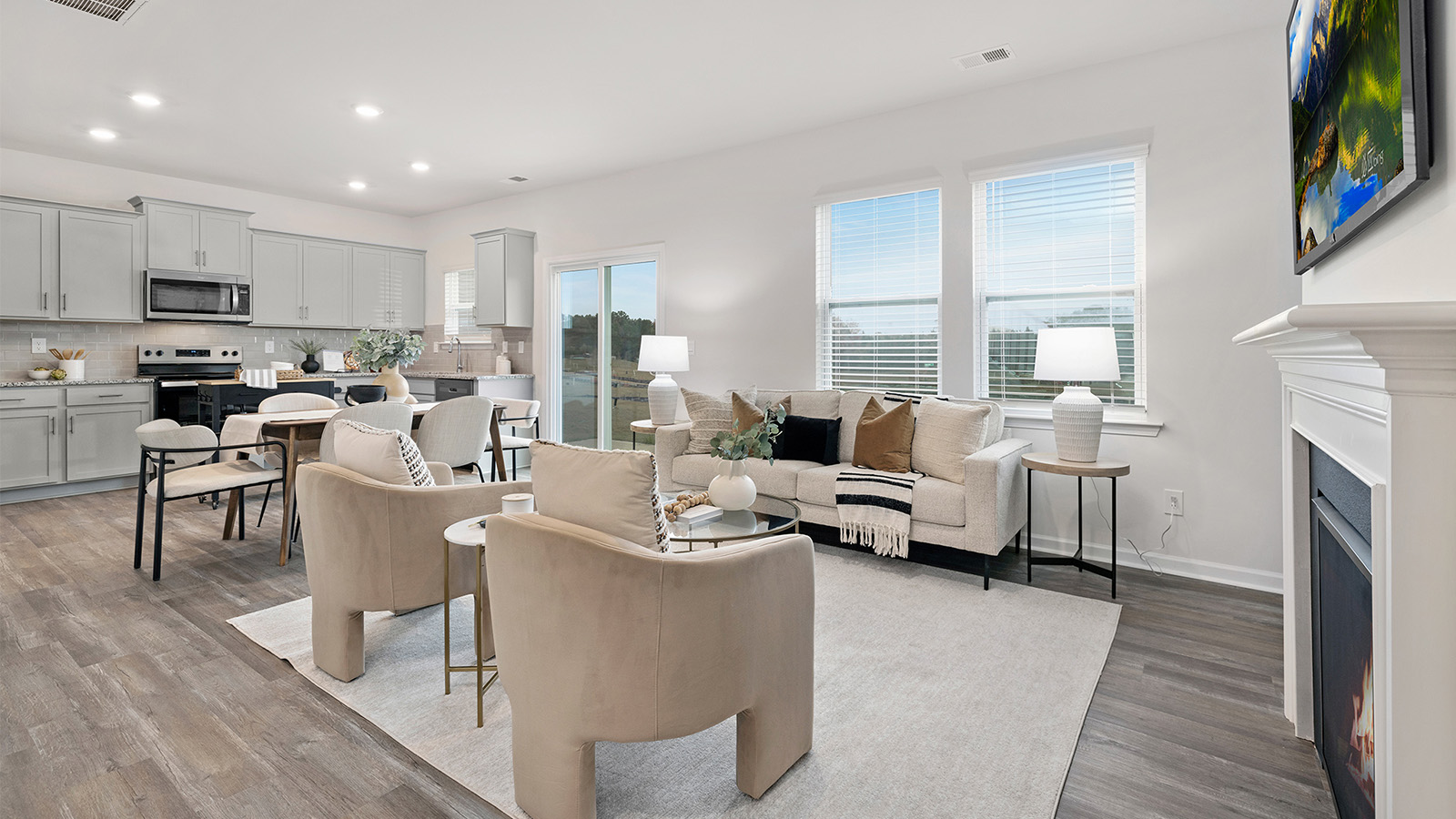 Living area next to kitchen