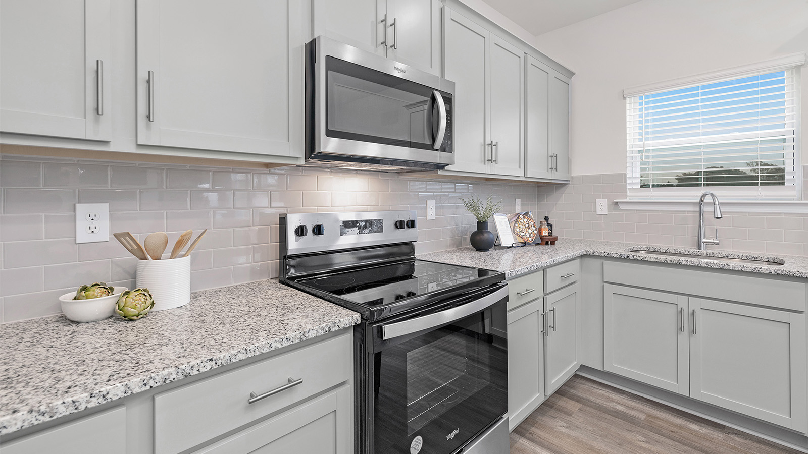 Kitchen with stainless steel appliances