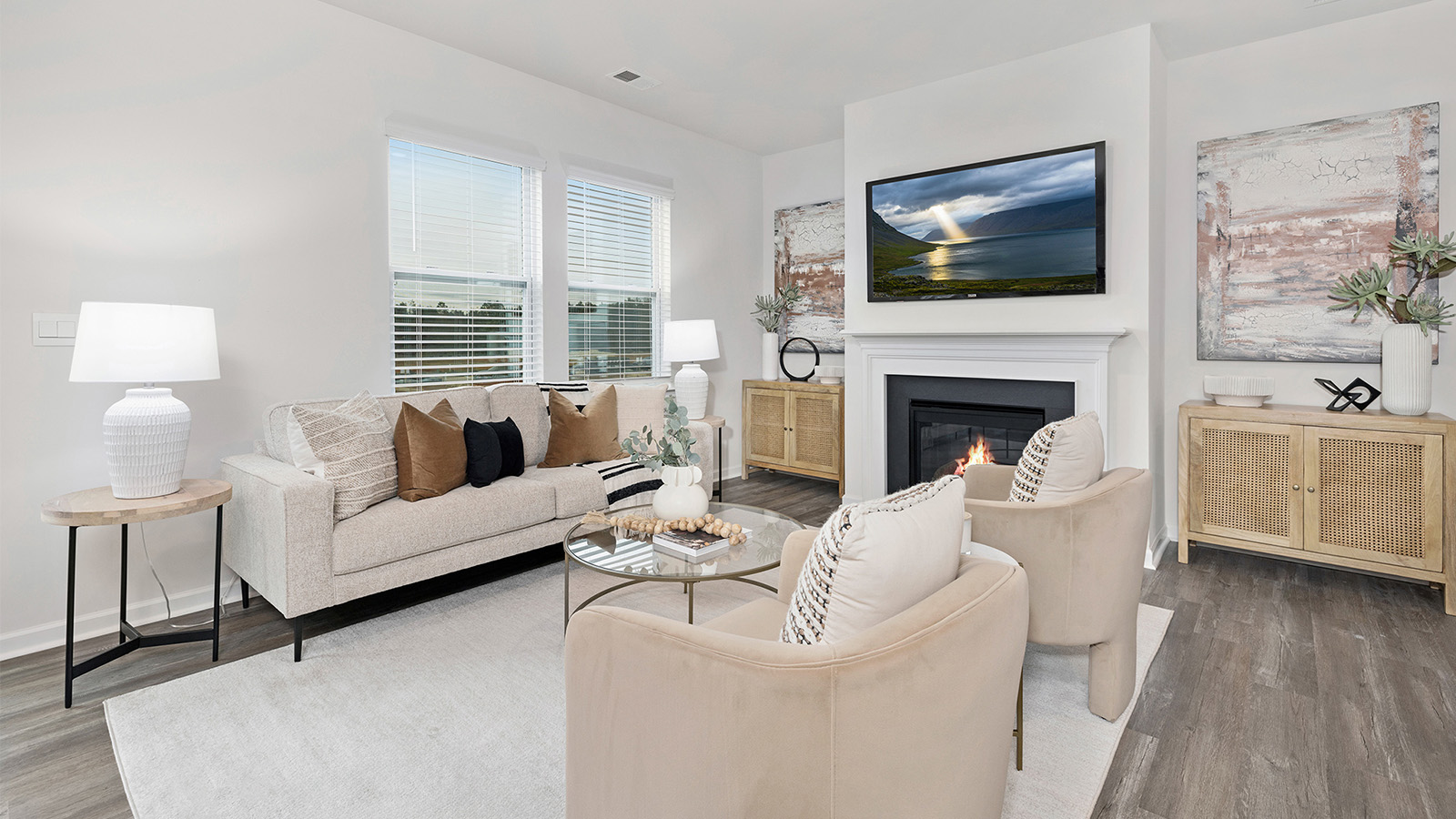 Living area next to kitchen