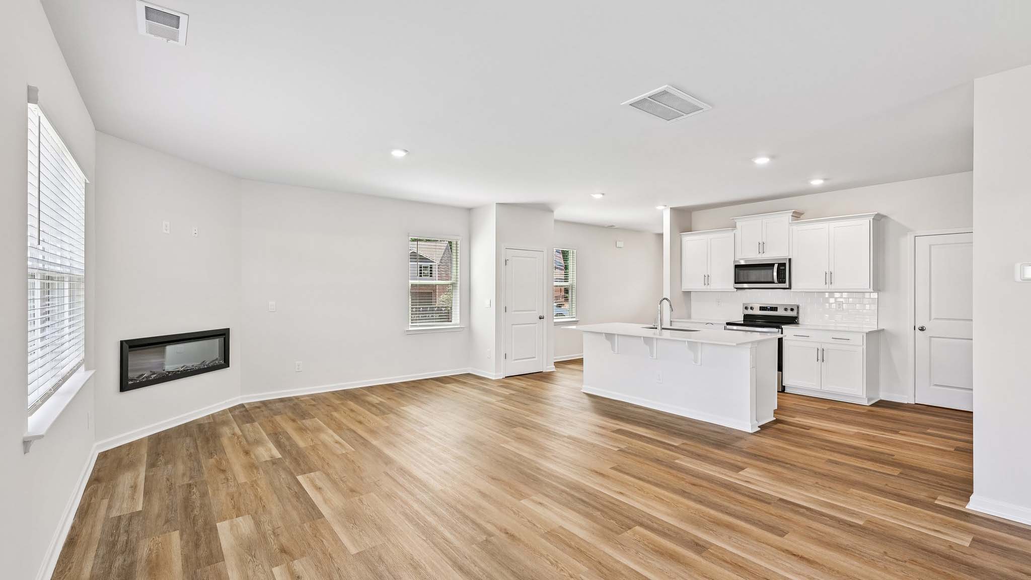 living room with electric fireplace