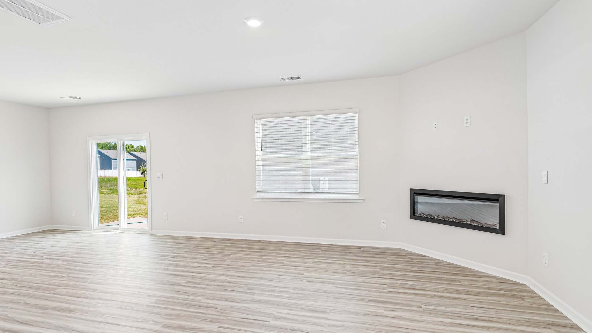 living room with electric fireplace