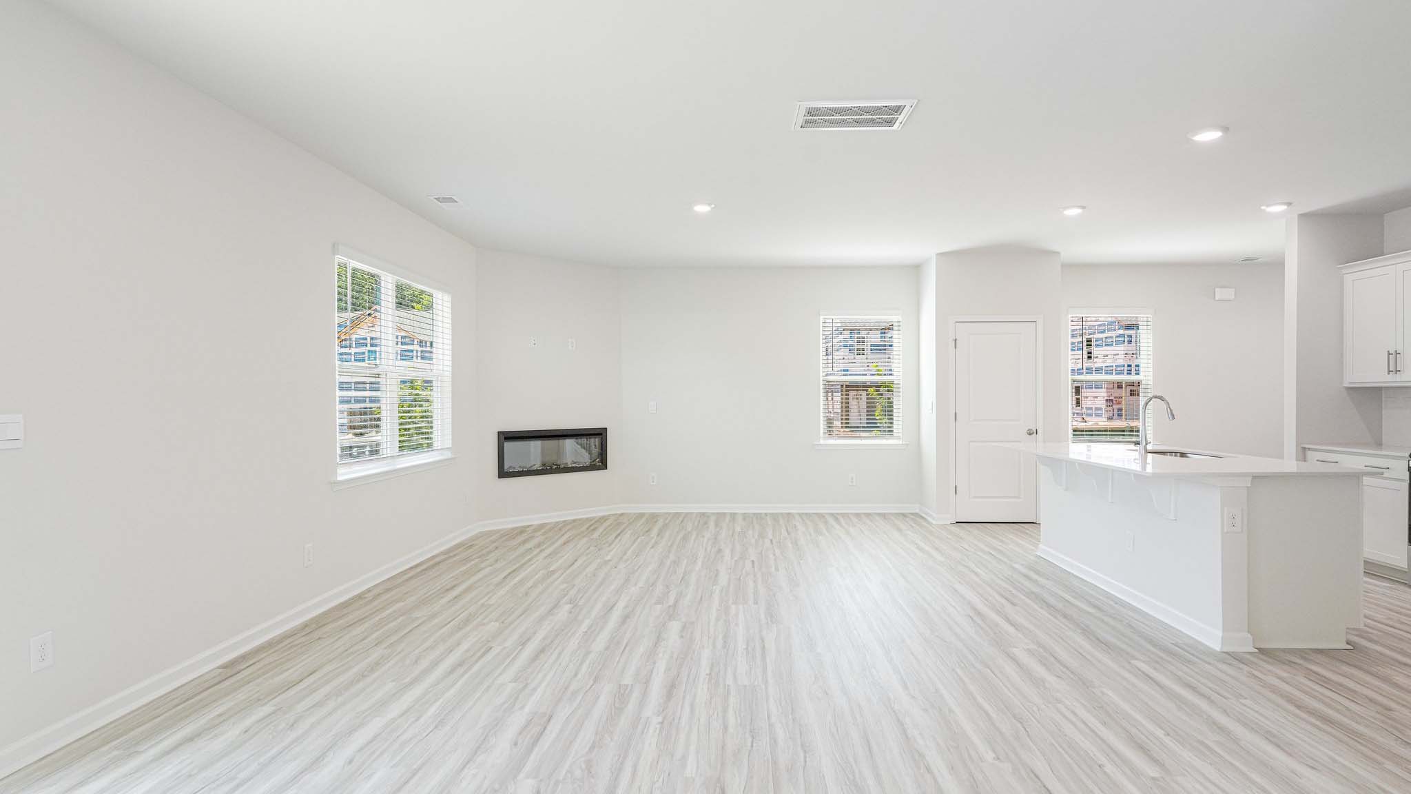 living room with electric fireplace