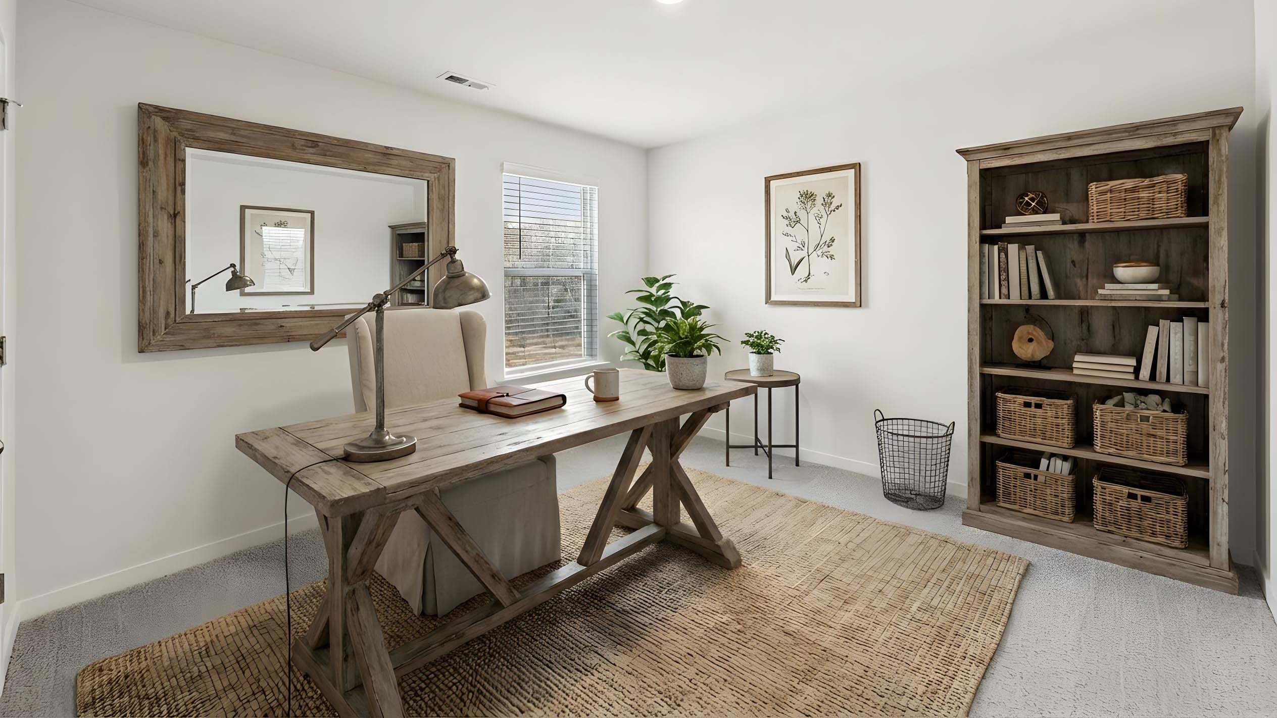 Carpeted bedroom with windows