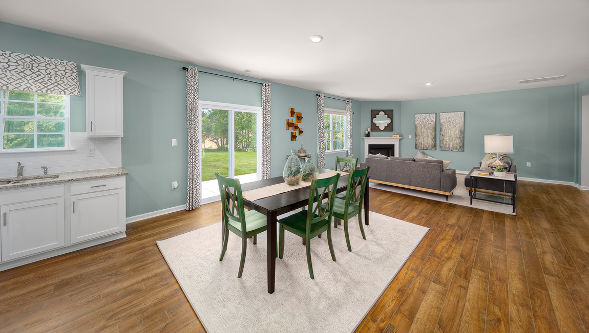 Breakfast area near kitchen, sliding glass doors to patio