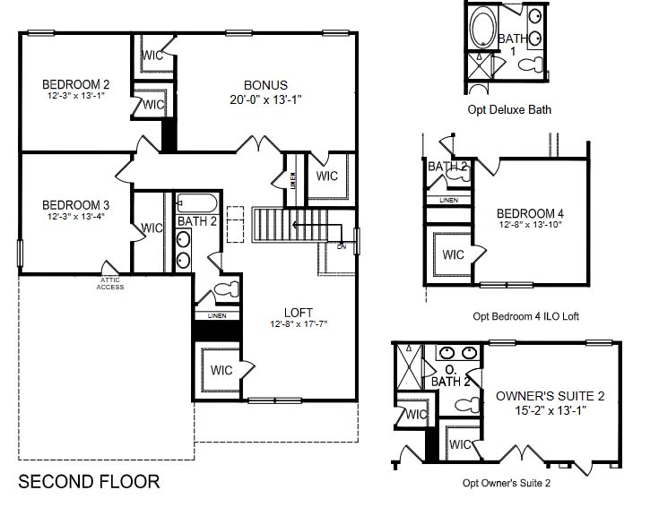 Winston second floor plan and options