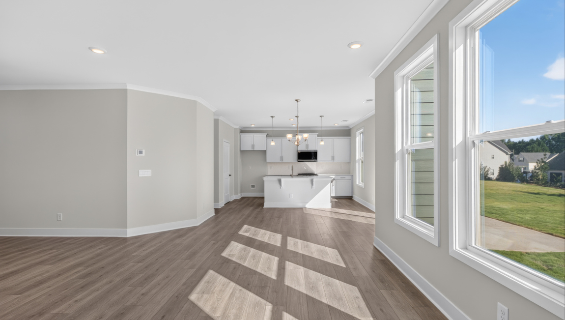 Open living room area with windows