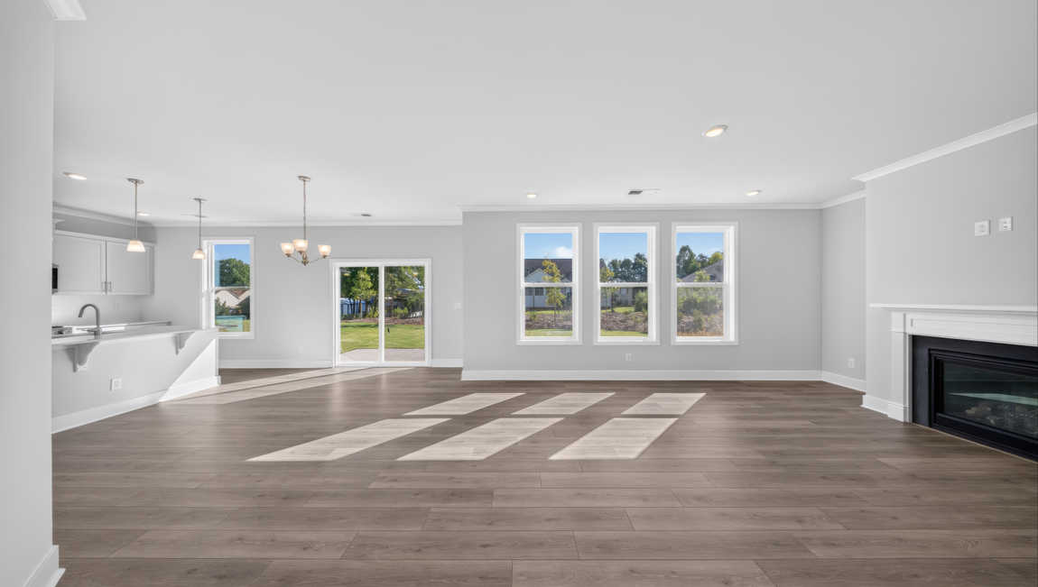 Open living room area with windows
