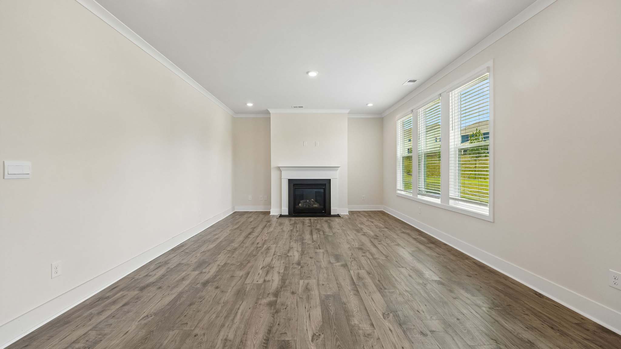 Open living room area with windows