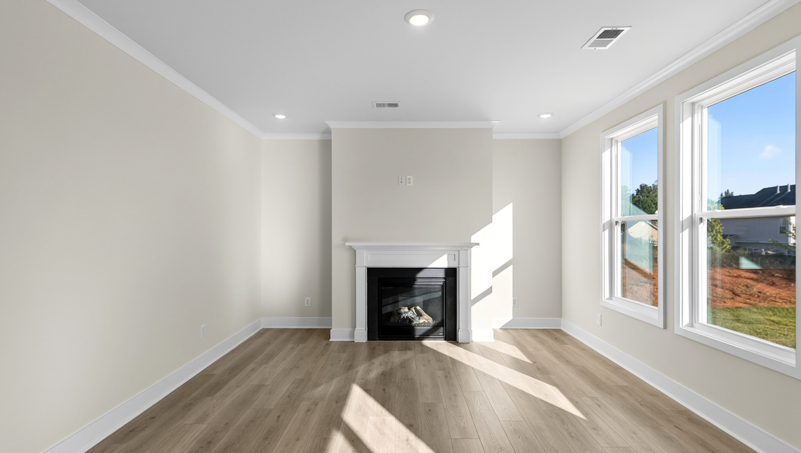 Open living room area with windows