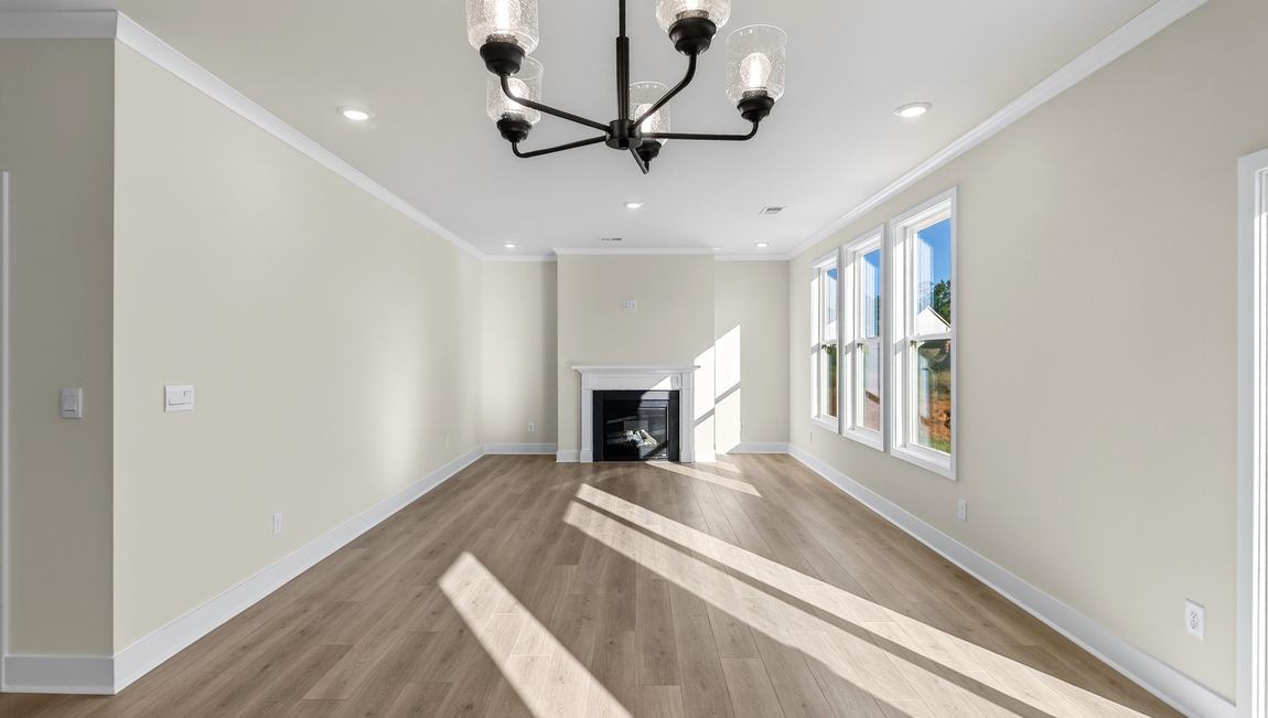 Open living room area with windows
