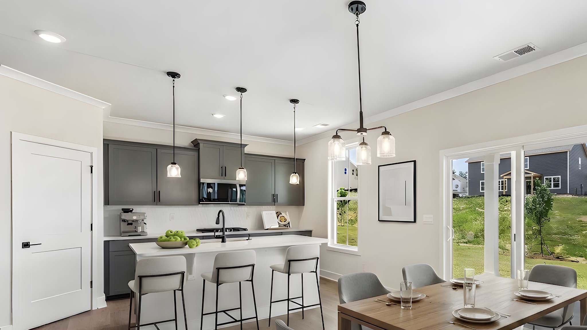 Kitchen and island with stainless steel appliances and lots of cabinet space