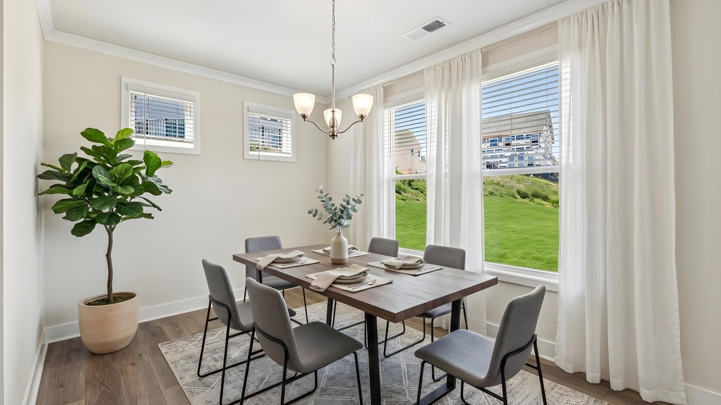 Dining room with windows