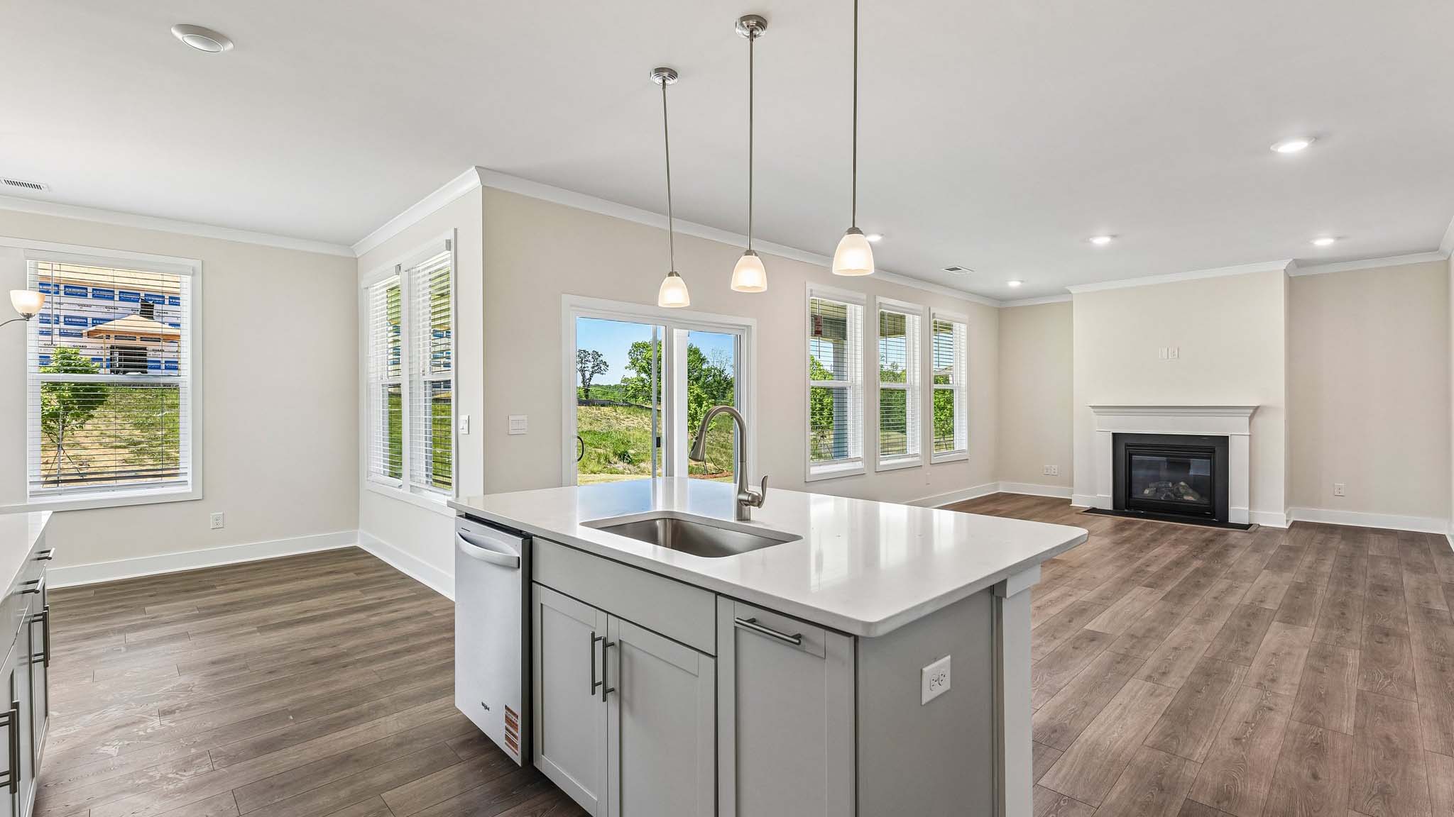 Kitchen and island with stainless steel appliances and lots of cabinet space