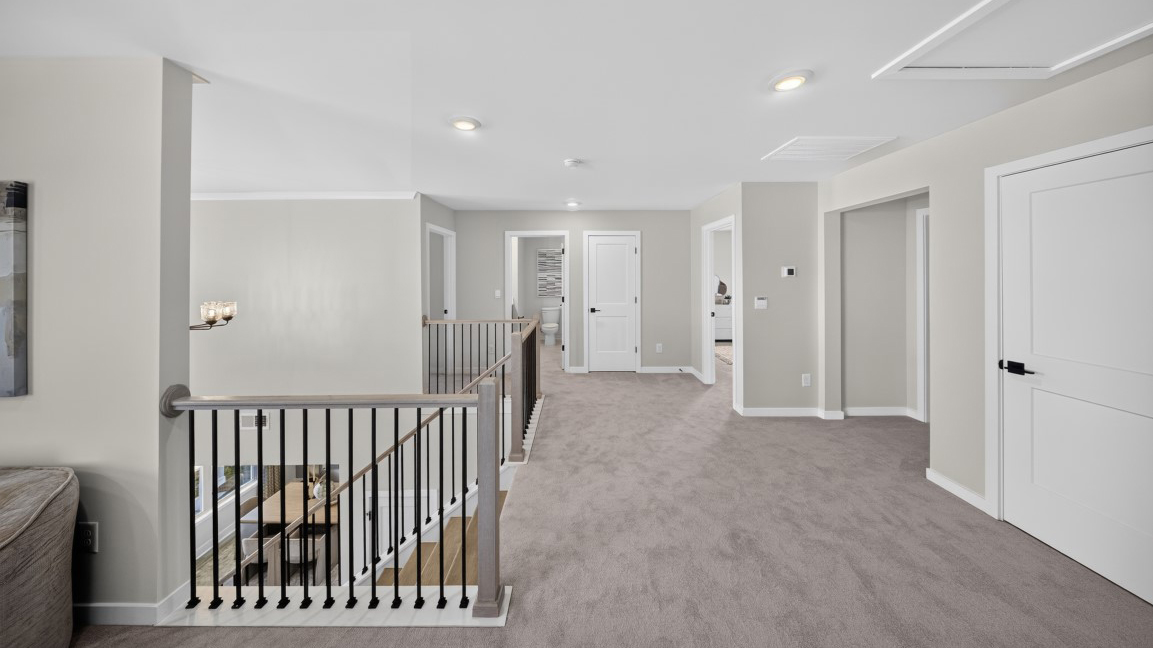 Upstairs carpeted hallway