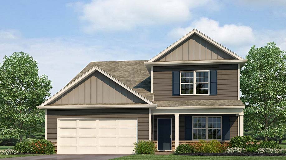 Salem rendering with 2 car garage