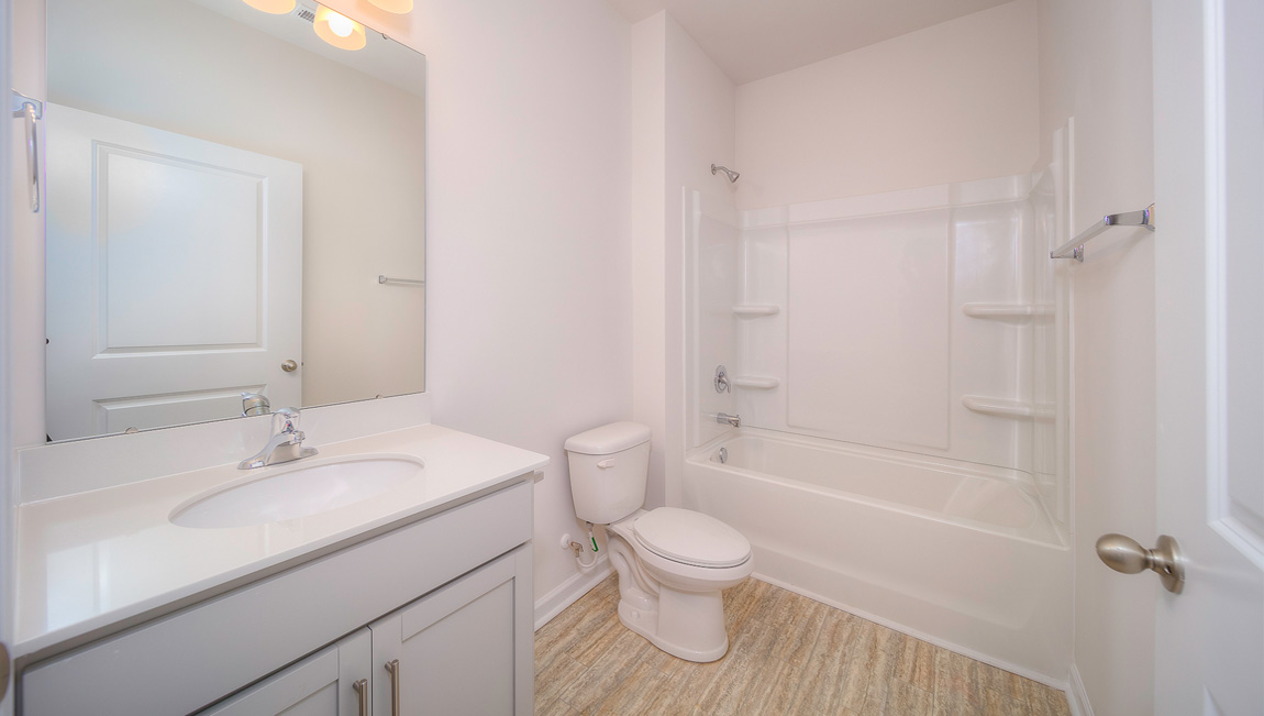 Bathroom with tub shower combination