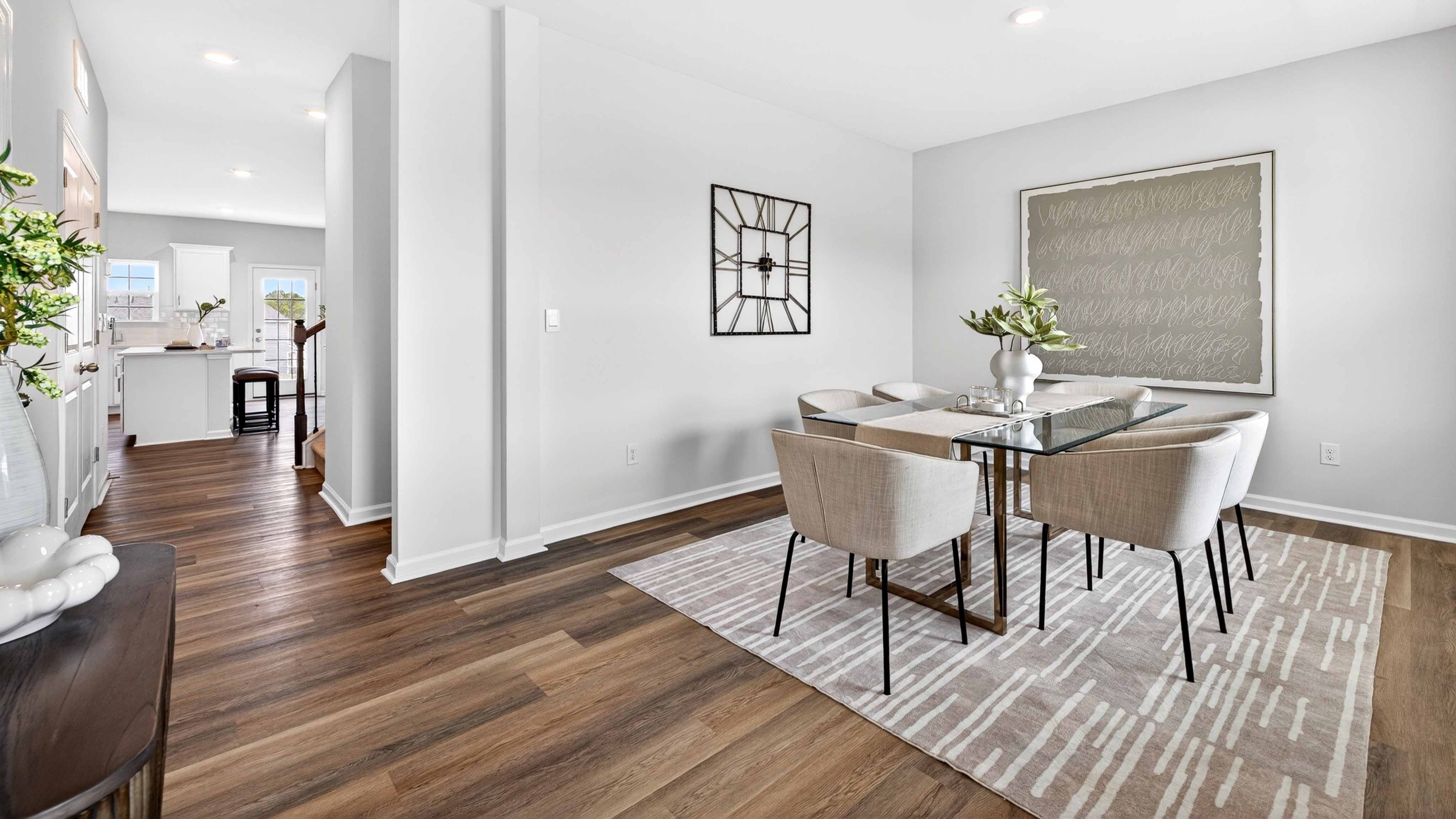 Welcoming foyer with dining room to the right
