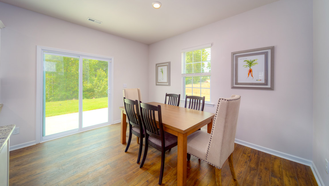 Breakfast area with sliding glass doors