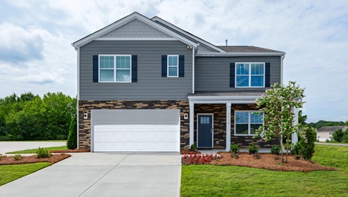 Hayden front exterior with siding, stone and two car garage