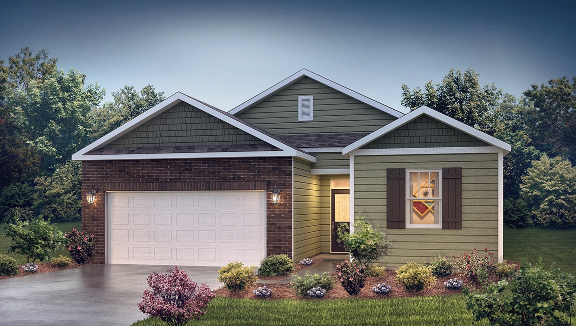 Macon front exterior rendering with two car garage