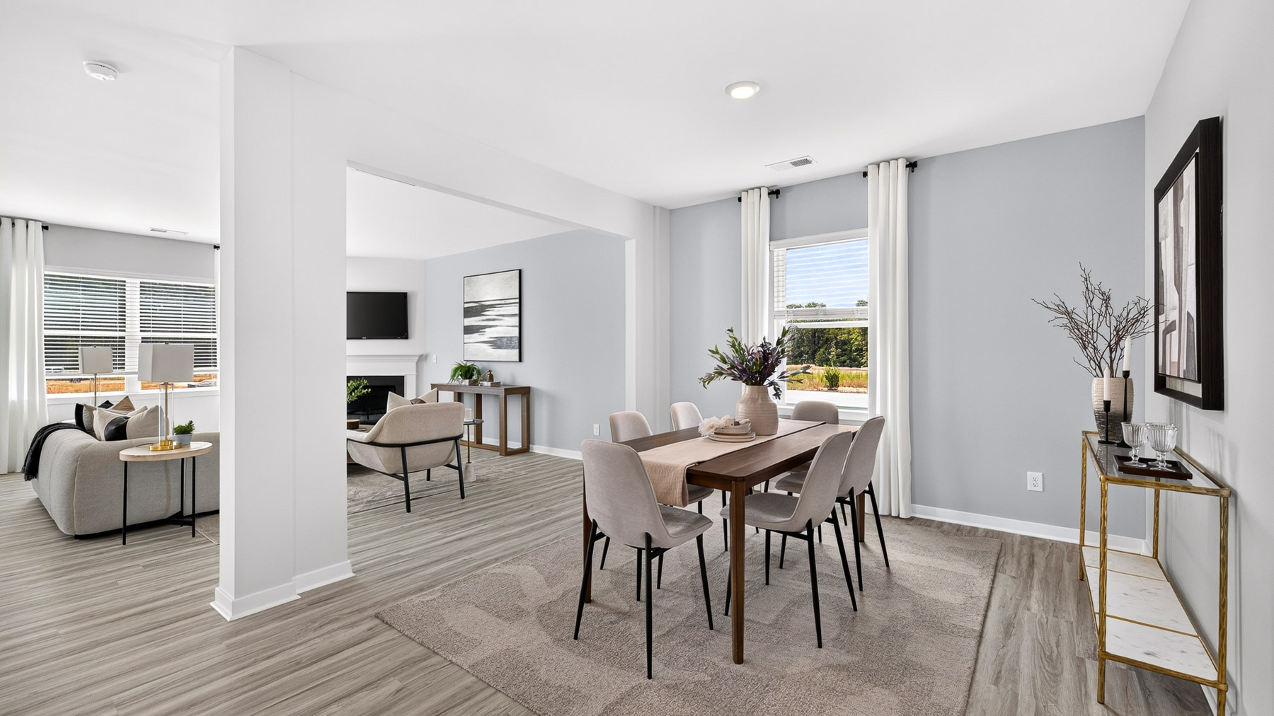 Dining room with windows