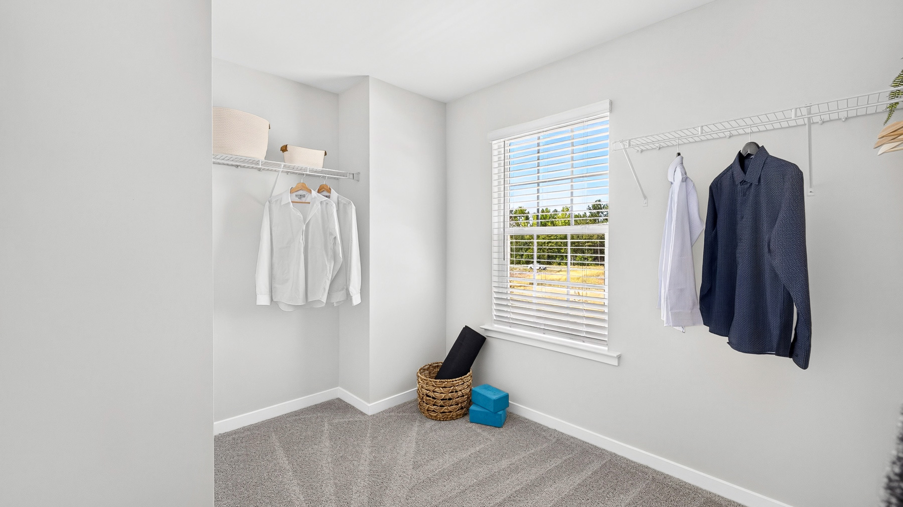 Primary walk in closet with window