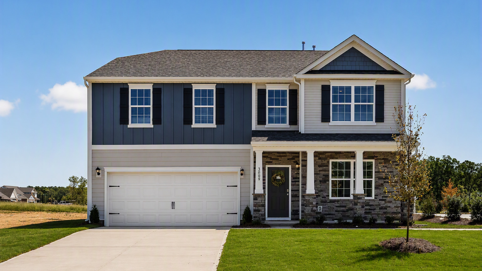Columbia C Front Exterior with Garage