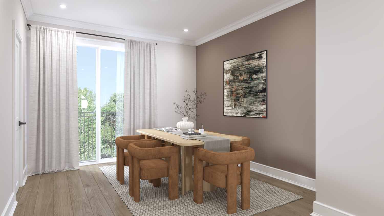 Dining room area with windows