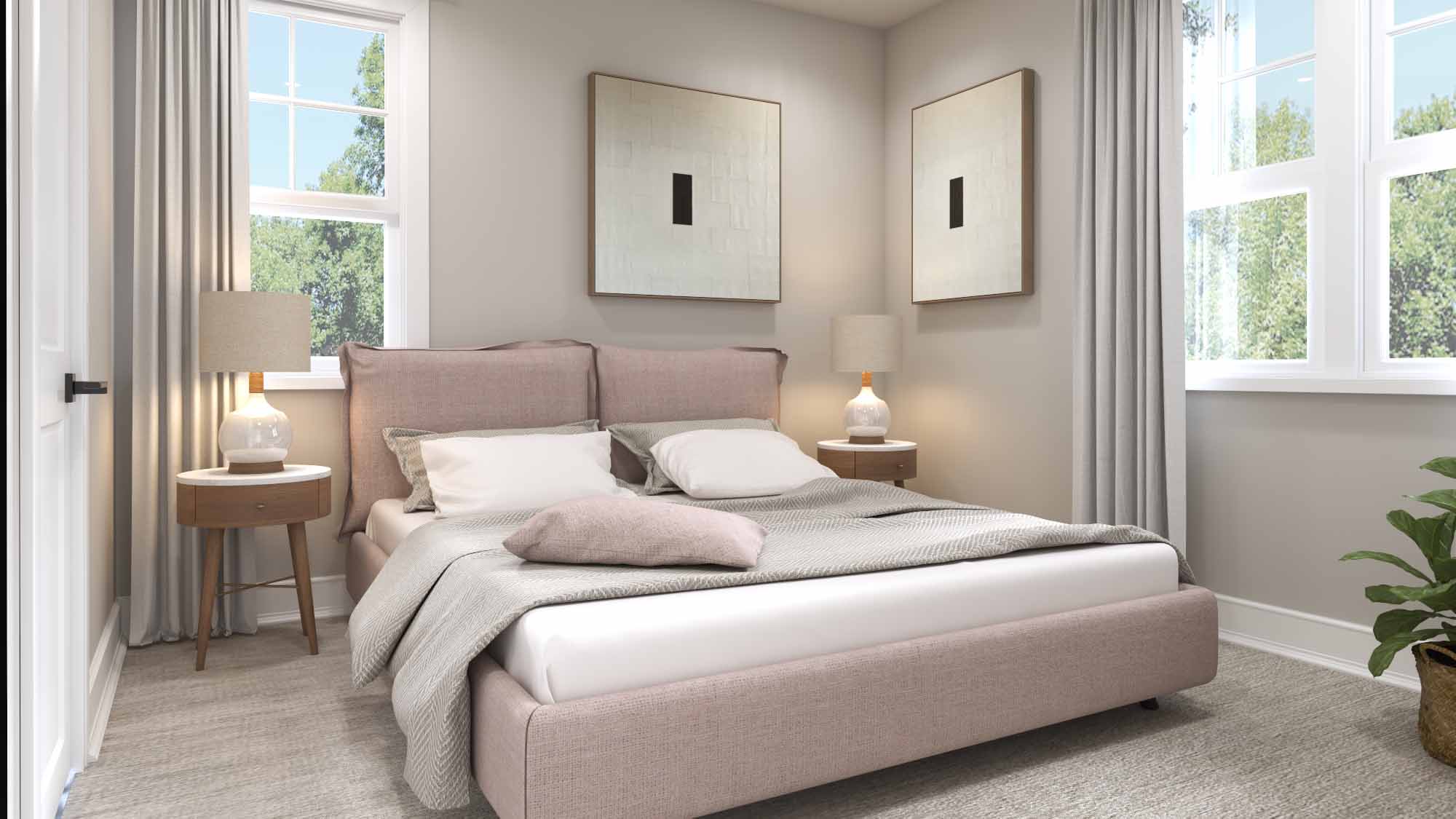 Third floor bedroom with windows