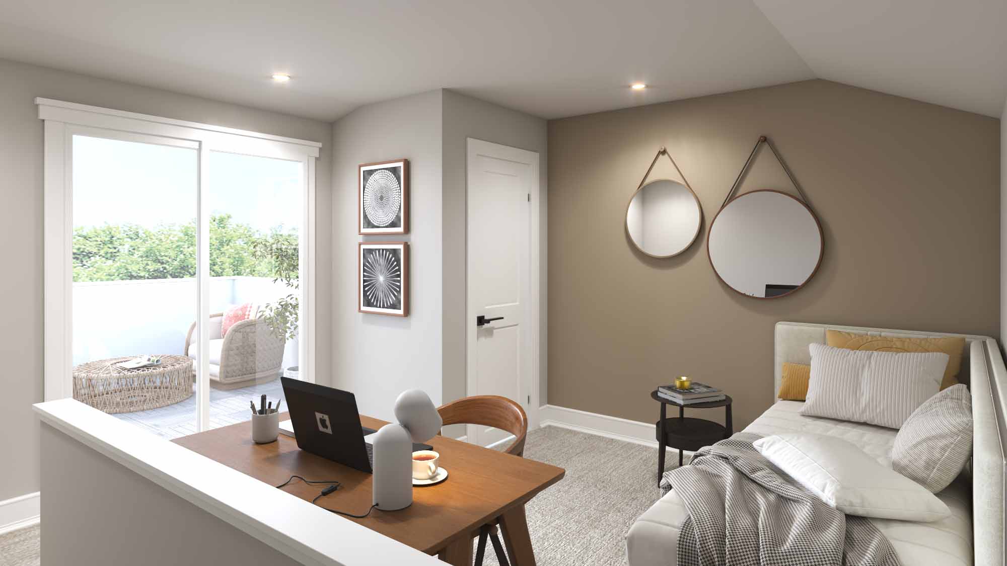 Bedroom with windows
