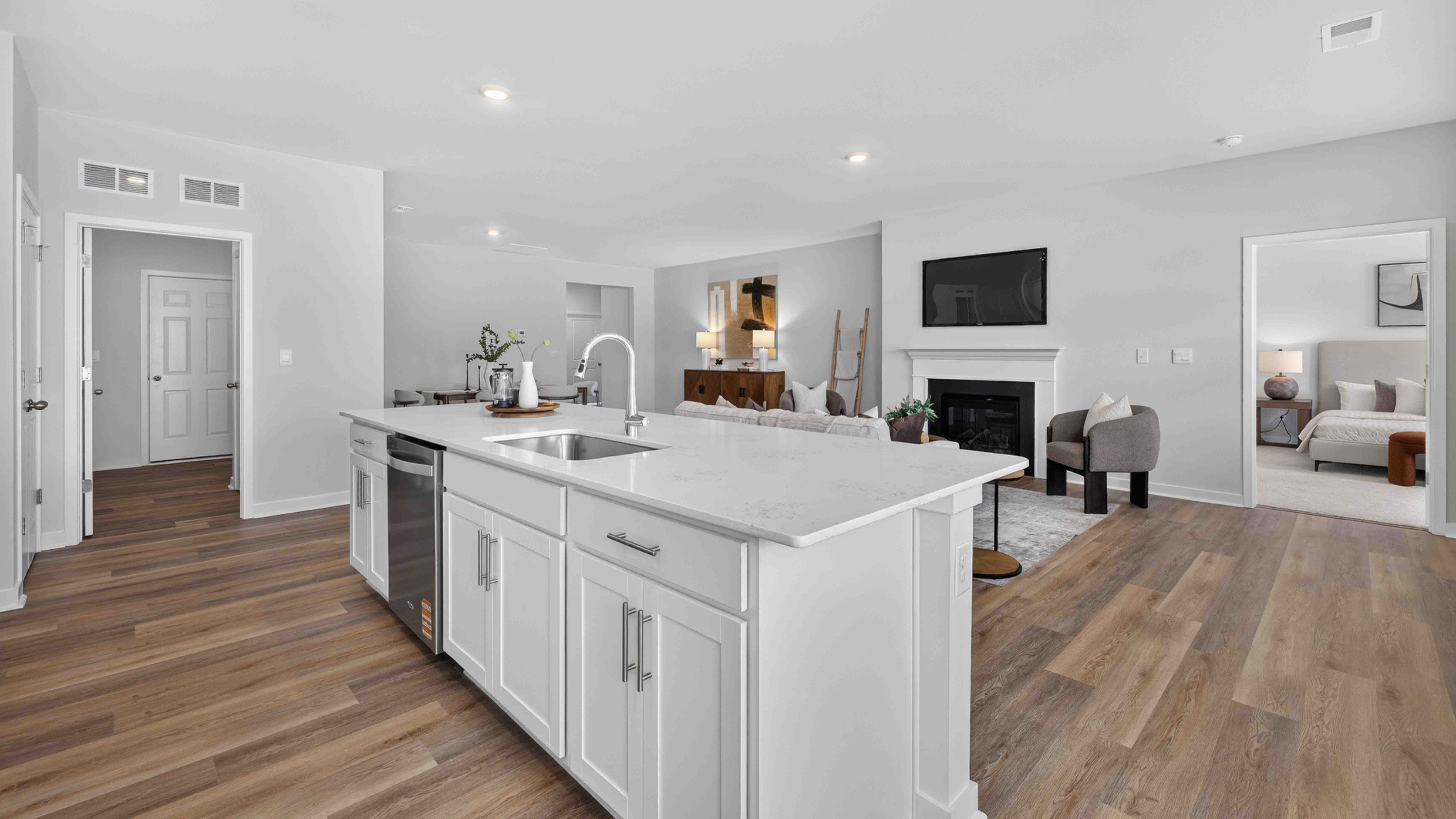 Large Kitchen and Island with stainless steel appliances
