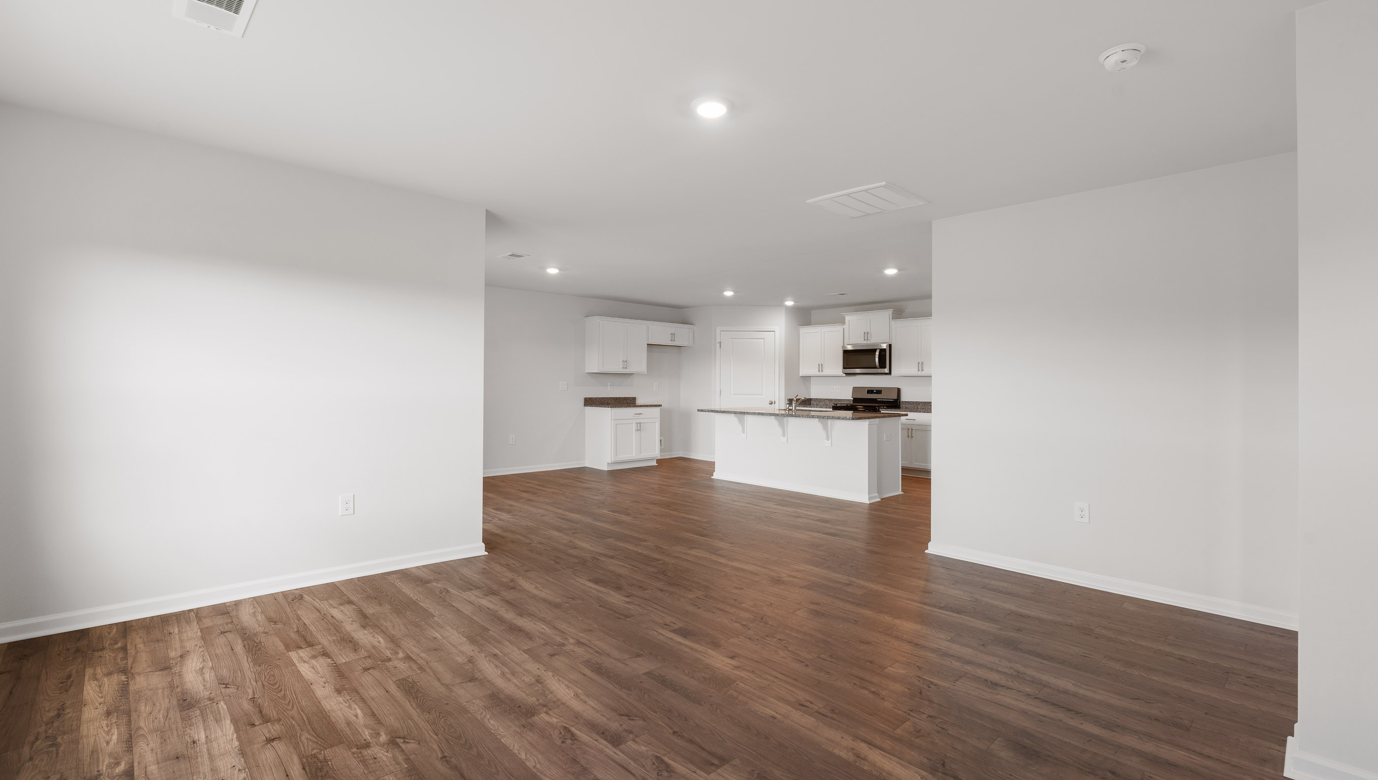 Family room facing kitchen.