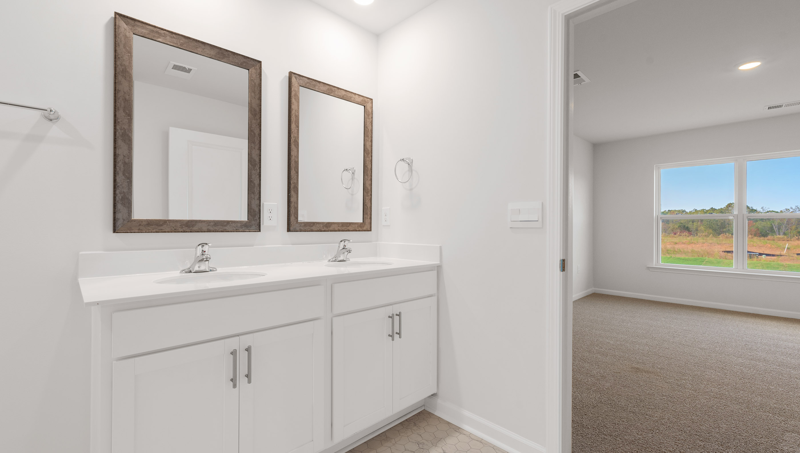 Bathroom with vanity.