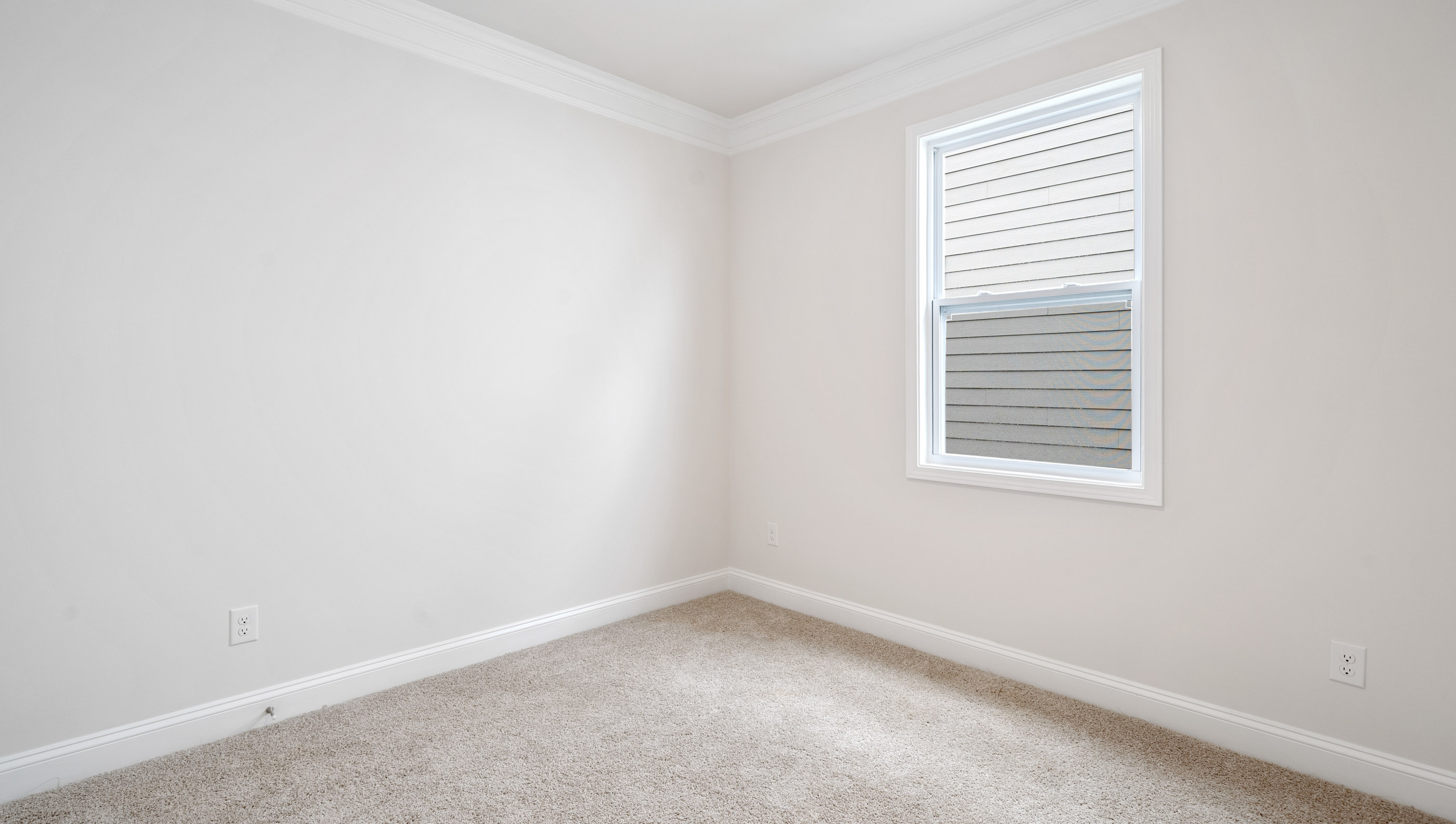 Bedroom with carpet and window.