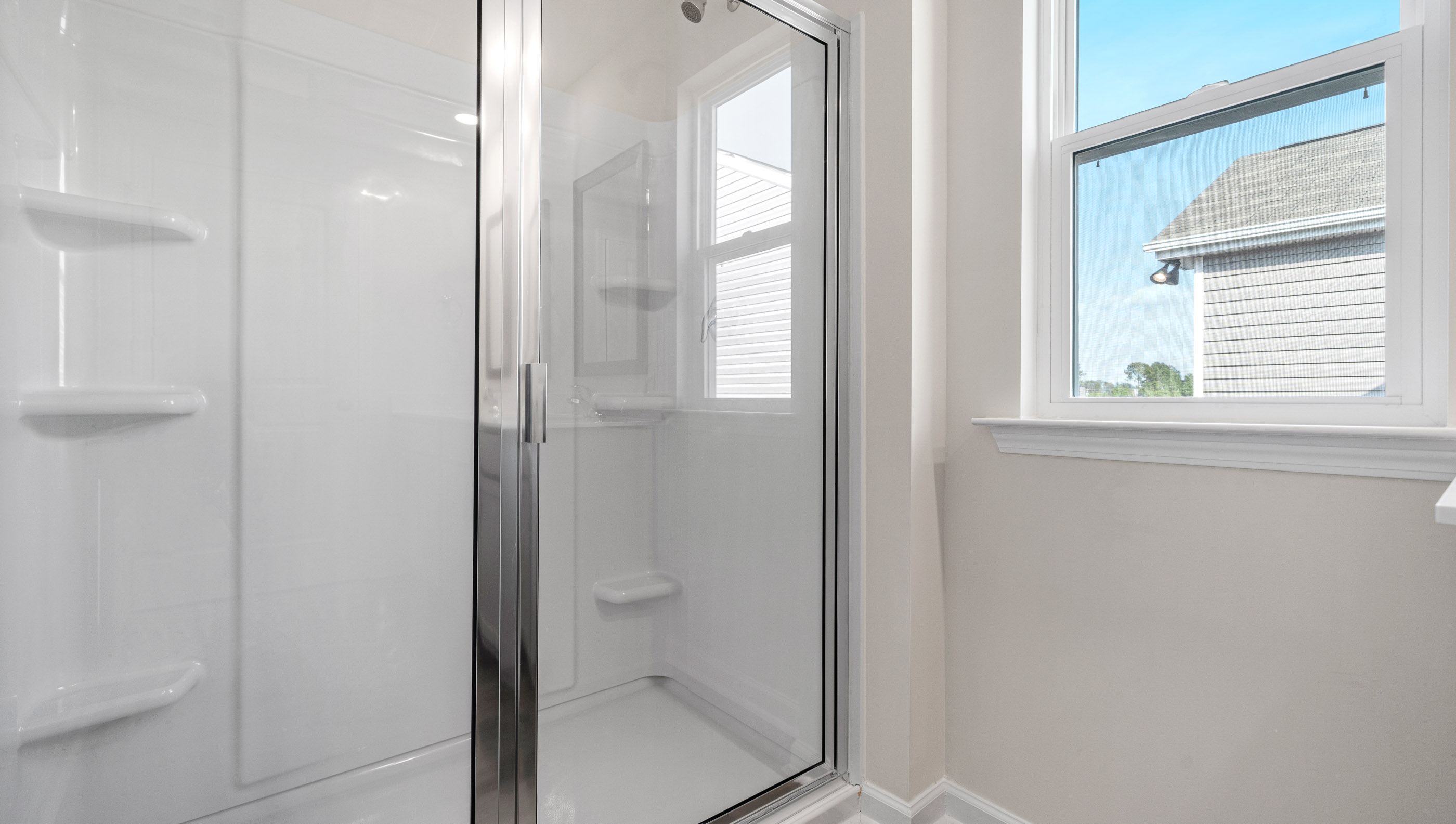 Bathroom with shower.