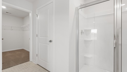 Bathroom with shower ans closet.