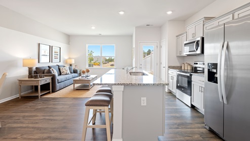 Family room with windows.