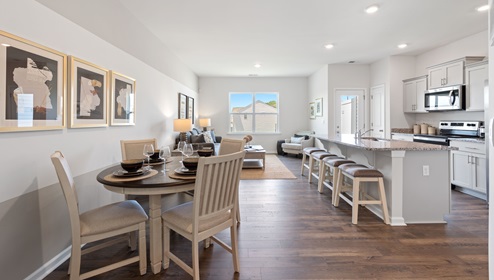 Family room with windows.