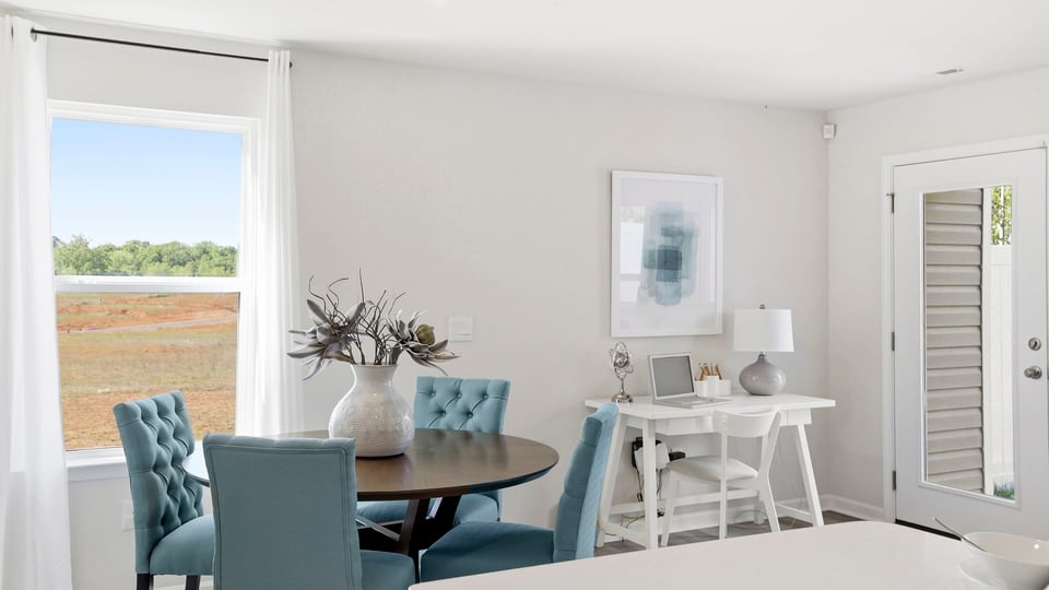 Dining area with windows.