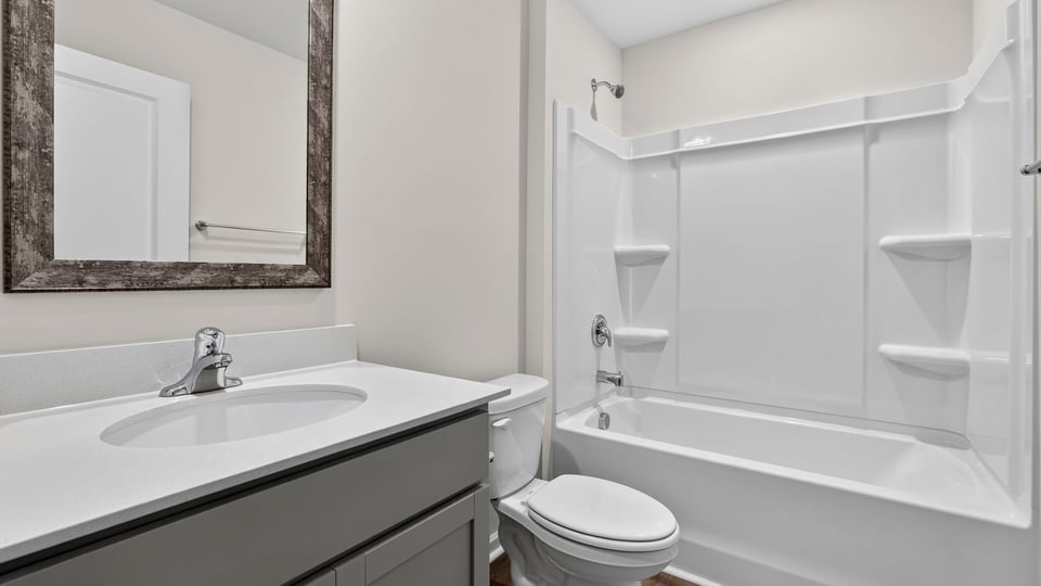 Bathroom with vanity sink.