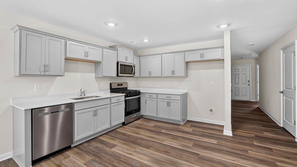 Kitchen with cabinets.
